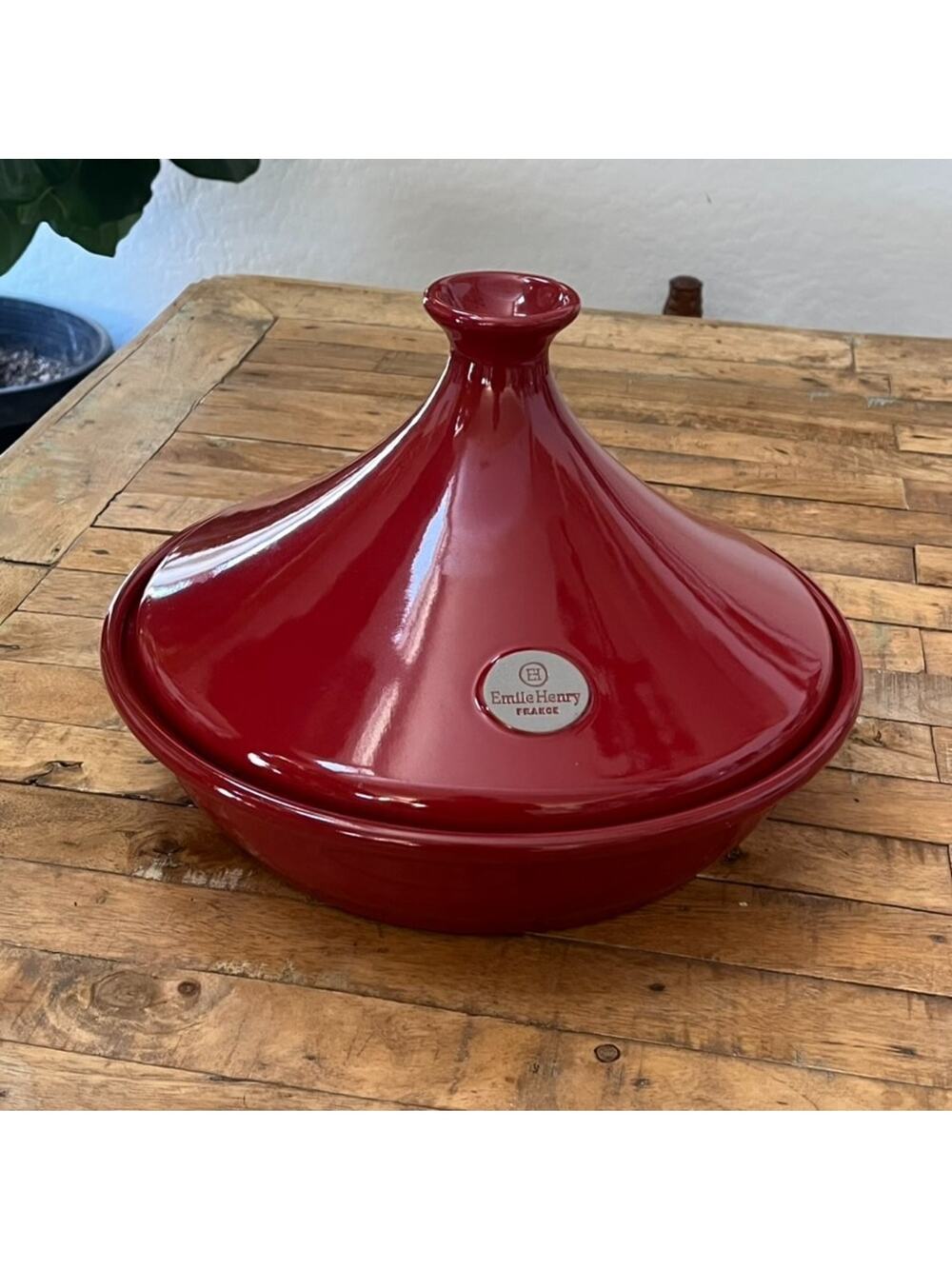 Emile Henry Flame Red Large Tagine 12.5" Wide France Moroccan